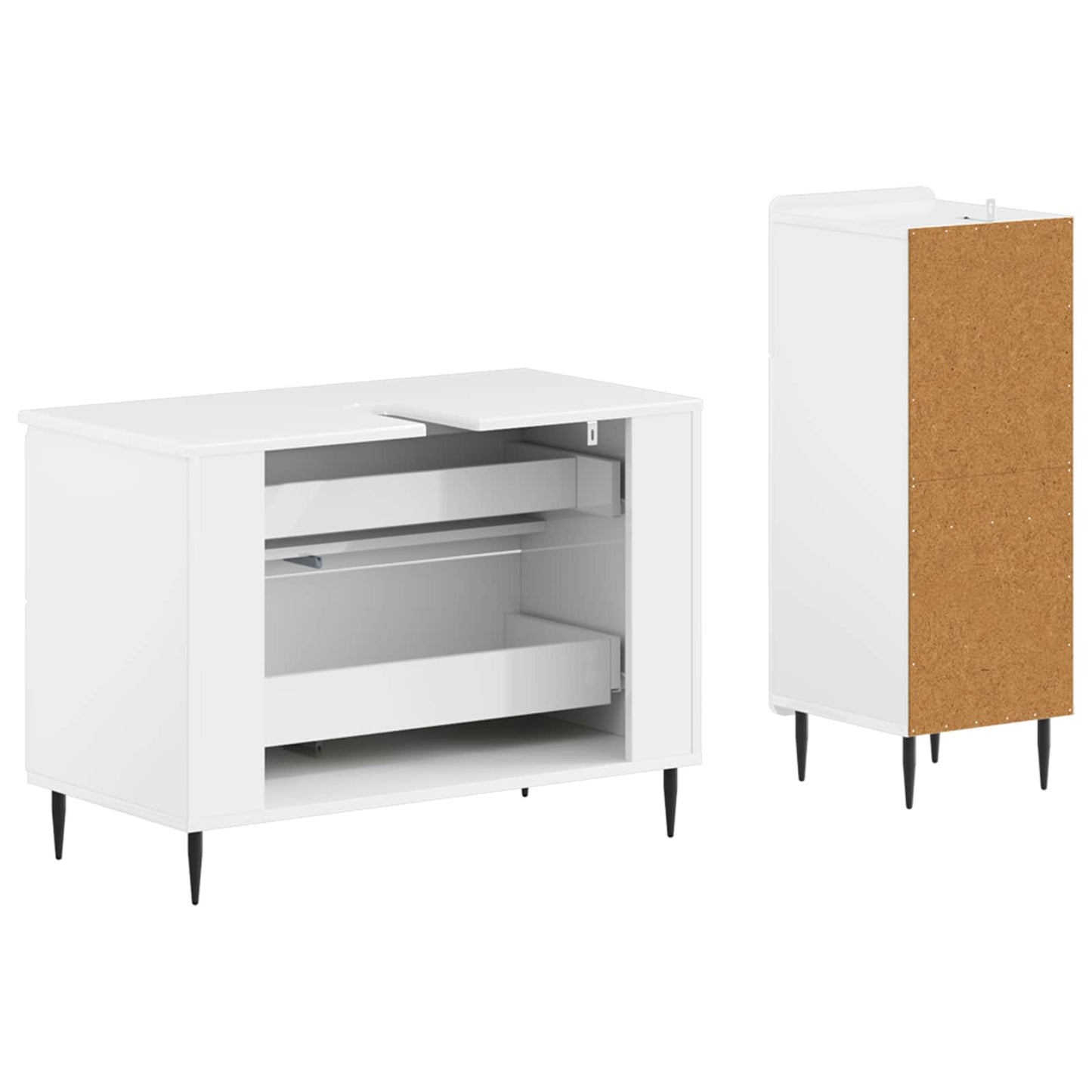 2 Piece Bathroom Cabinet Set HAARLEM High Gloss White