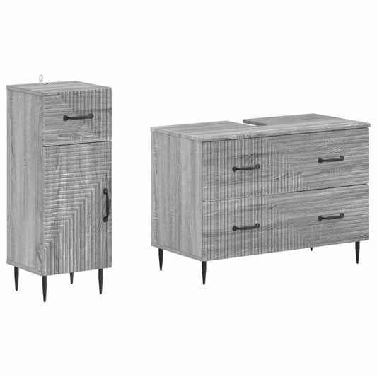 2 Piece Bathroom Cabinet Set HAARLEM Grey Sonoma