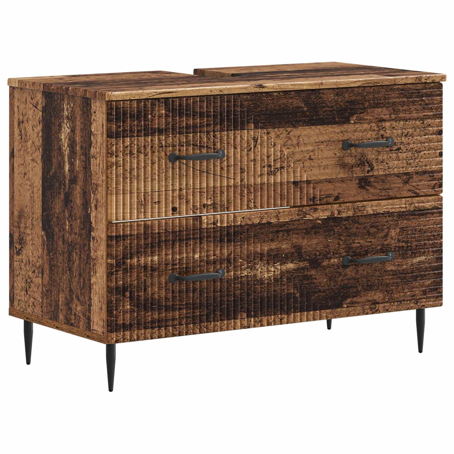 2 Piece Bathroom Cabinet Set HAARLEM Old Wood Engineered Wood