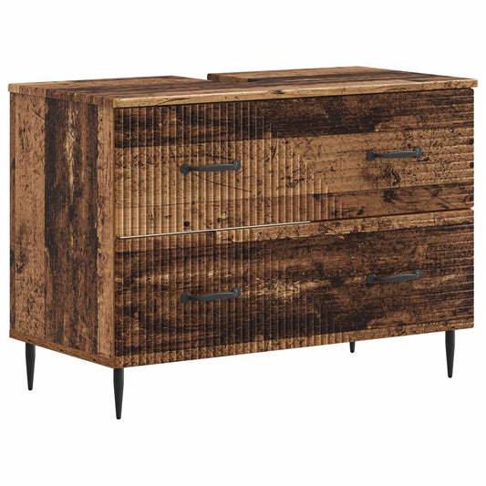 2 Piece Bathroom Cabinet Set HAARLEM Old Wood Engineered Wood