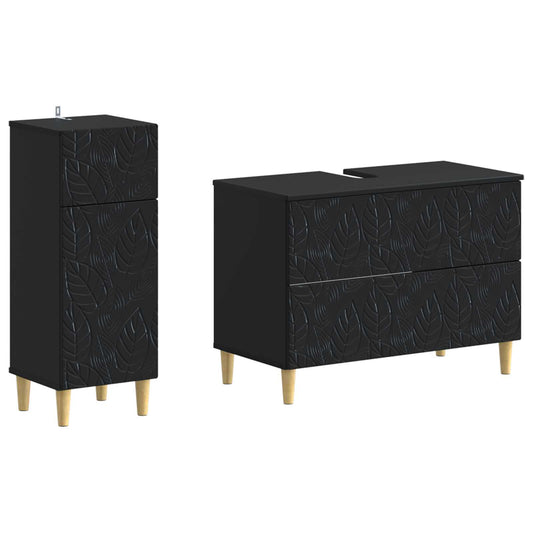 2 Piece Bathroom Cabinet Set DELFT Black Engineered Wood