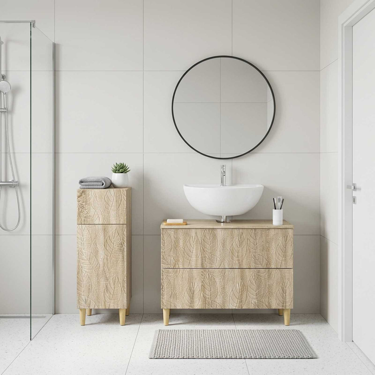 2 Piece Bathroom Cabinet Set DELFT Sonoma Oak Engineered Wood