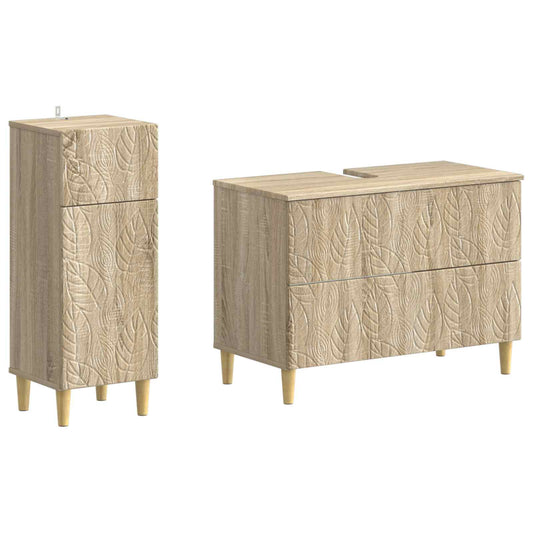 2 Piece Bathroom Cabinet Set DELFT Sonoma Oak Engineered Wood