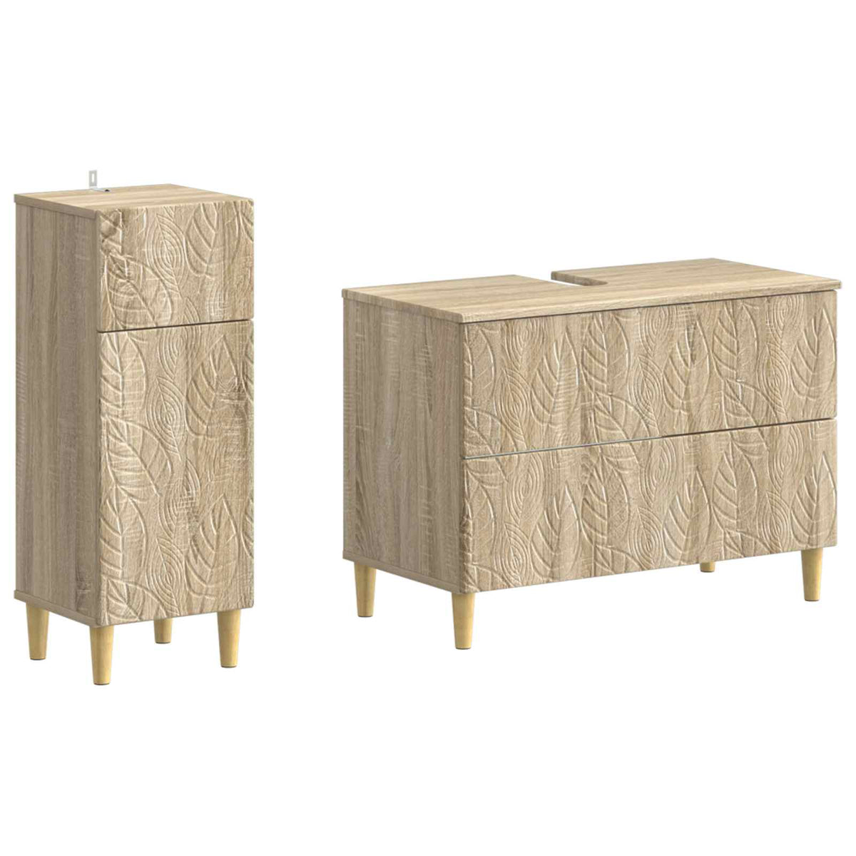2 Piece Bathroom Cabinet Set DELFT Sonoma Oak Engineered Wood