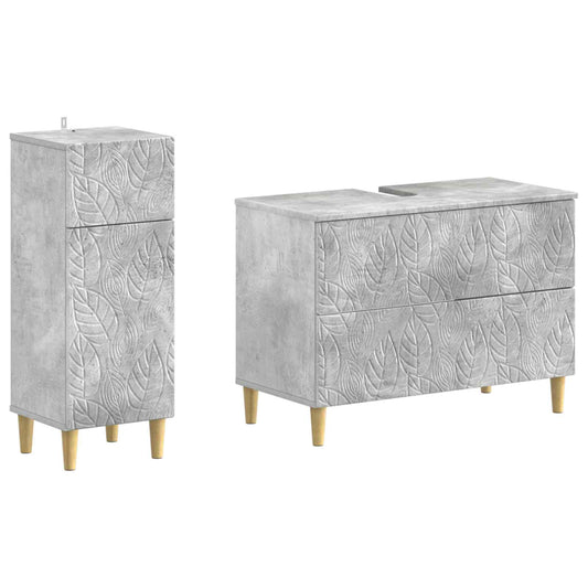 2 Piece Bathroom Cabinet Set DELFT Concrete Grey