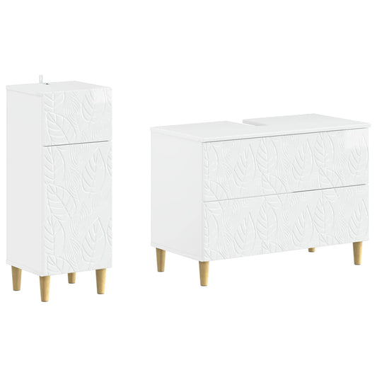 2 Piece Bathroom Cabinet Set DELFT High Gloss White
