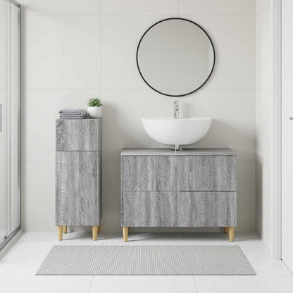 2 Piece Bathroom Cabinet Set DELFT Grey Sonoma Engineered Wood