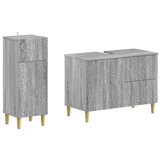 2 Piece Bathroom Cabinet Set DELFT Grey Sonoma Engineered Wood