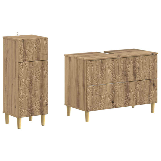 2 Piece Bathroom Cabinet Set DELFT Artisan Oak Engineered Wood