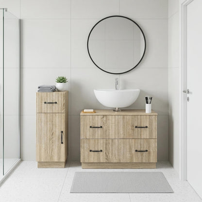 2 Piece Bathroom Cabinet Set HOORN Sonoma Oak Engineered Wood