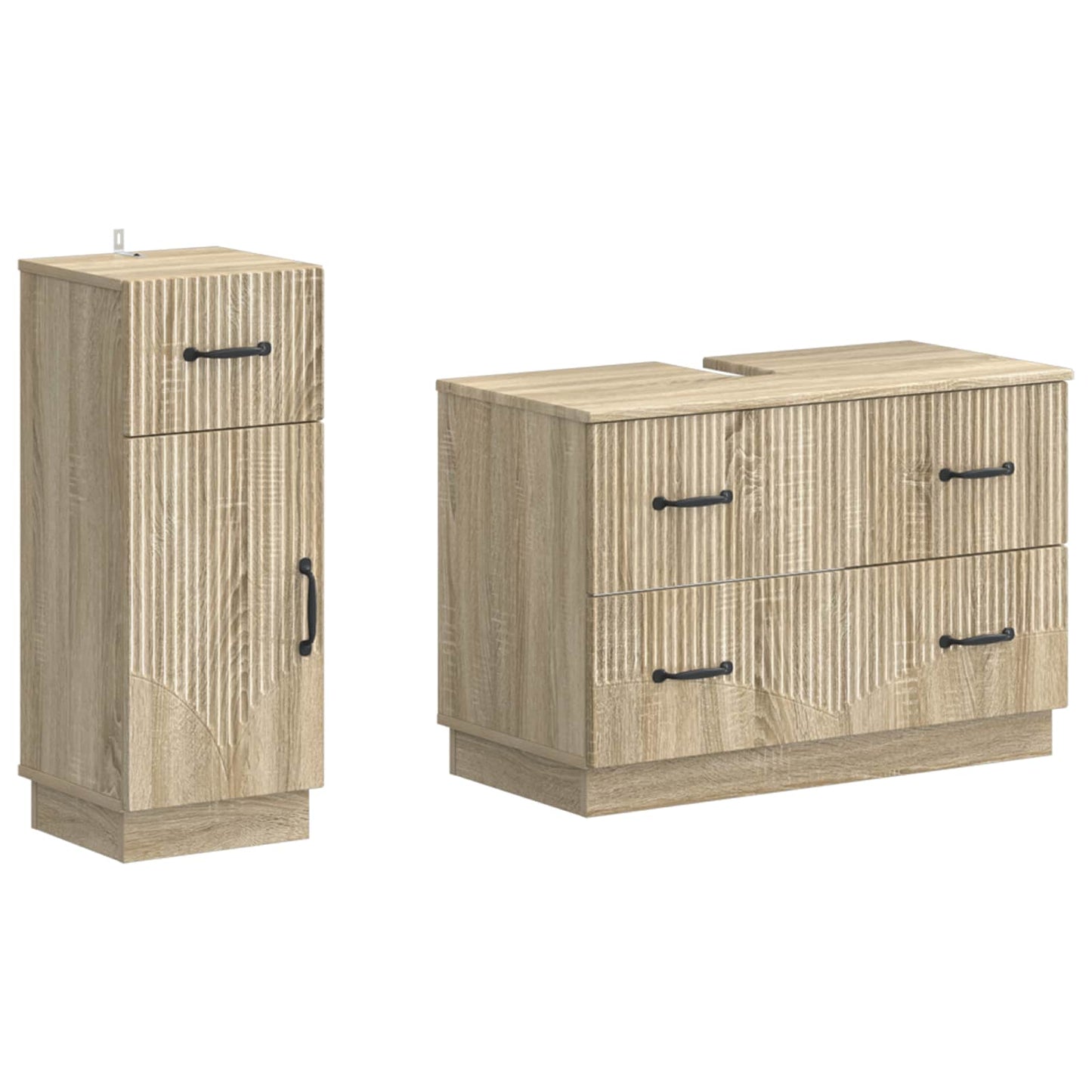 2 Piece Bathroom Cabinet Set HOORN Sonoma Oak Engineered Wood