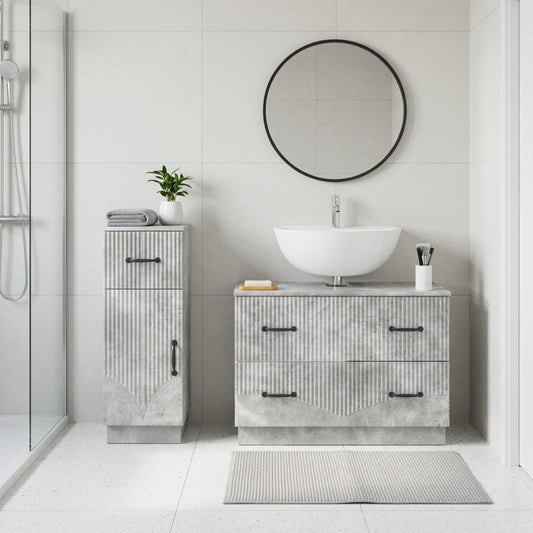 2 Piece Bathroom Cabinet Set HOORN Concrete Grey