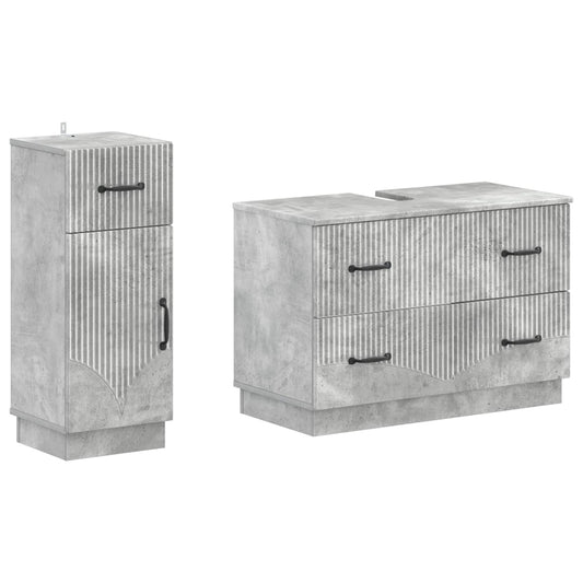 2 Piece Bathroom Cabinet Set HOORN Concrete Grey