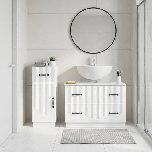 2 Piece Bathroom Cabinet Set HOORN High Gloss White