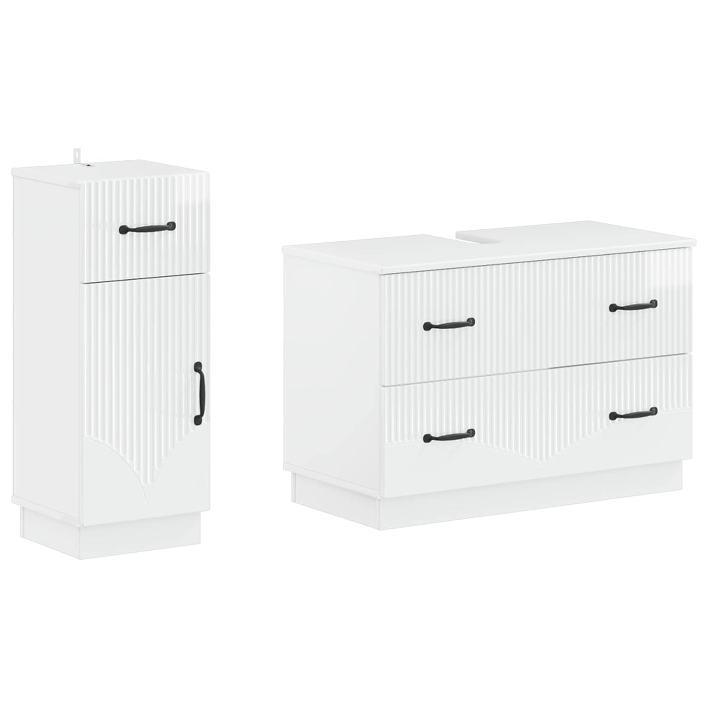 2 Piece Bathroom Cabinet Set HOORN High Gloss White
