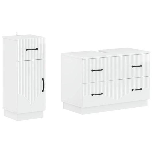 2 Piece Bathroom Cabinet Set HOORN High Gloss White