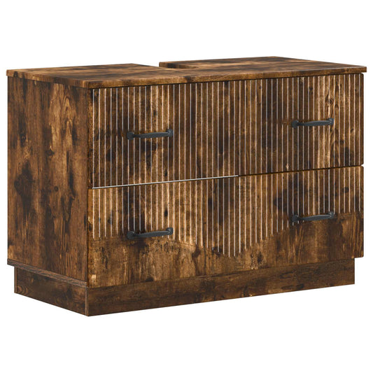 2 Piece Bathroom Cabinet Set HOORN Smoked Oak Engineered Wood