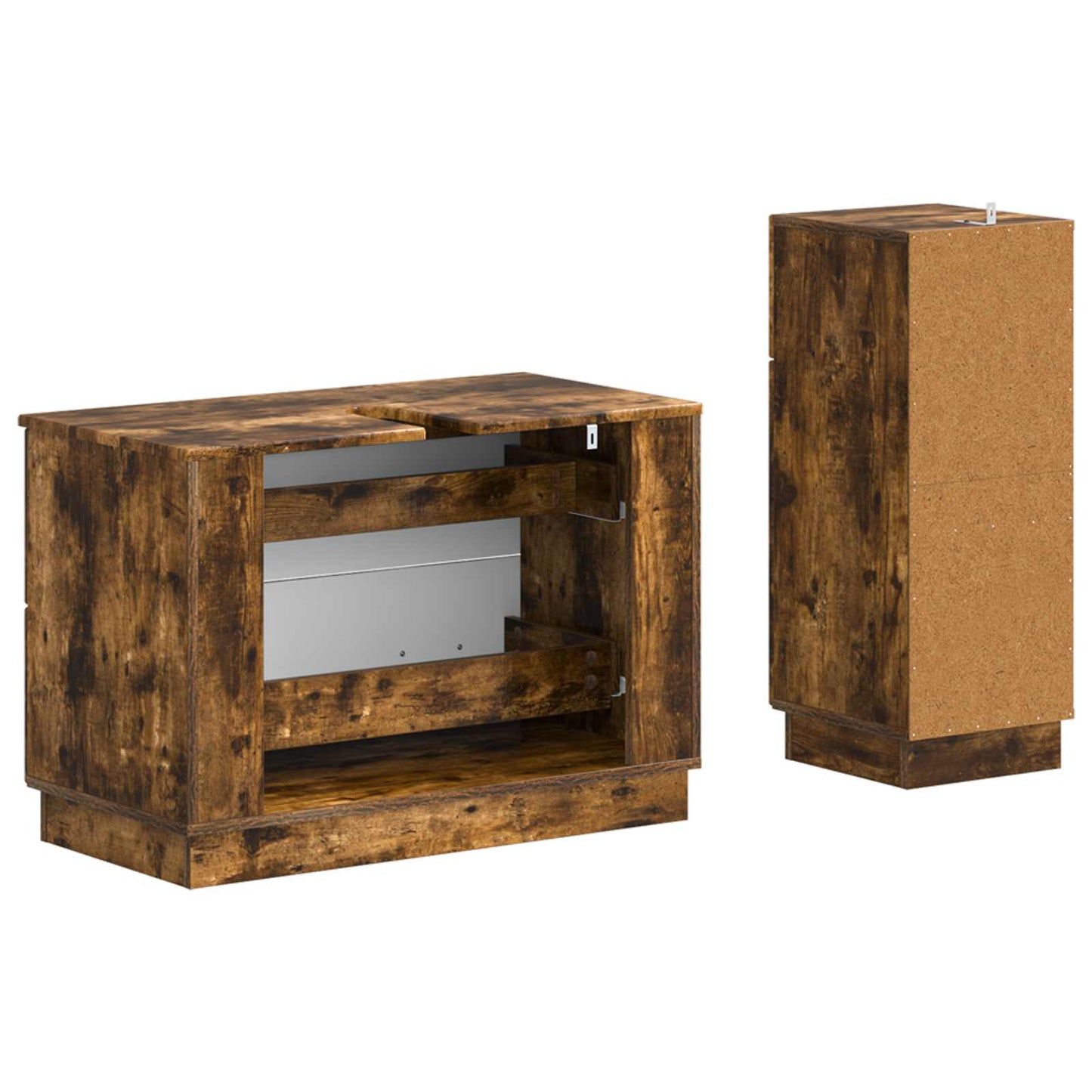 2 Piece Bathroom Cabinet Set HOORN Smoked Oak Engineered Wood