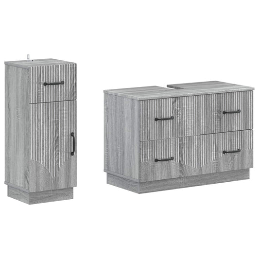 2 Piece Bathroom Cabinet Set HOORN Grey Sonoma Engineered Wood