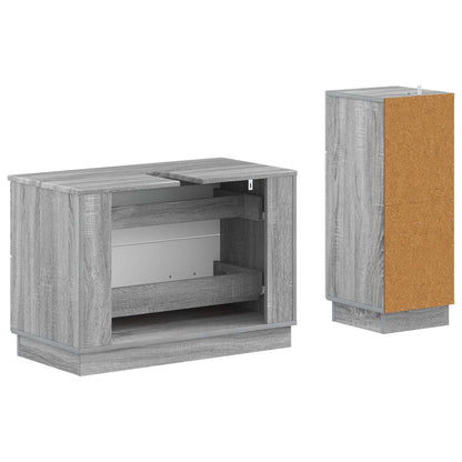 2 Piece Bathroom Cabinet Set HOORN Grey Sonoma Engineered Wood