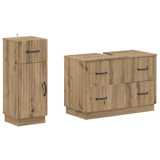 2 Piece Bathroom Cabinet Set HOORN Artisan Oak Engineered Wood