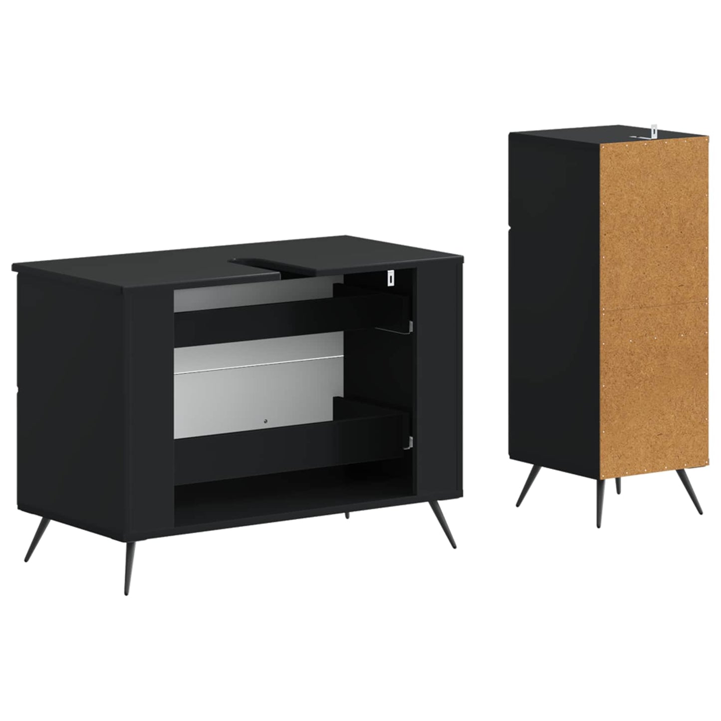 2 Piece Bathroom Cabinet Set BREDA Black Engineered Wood