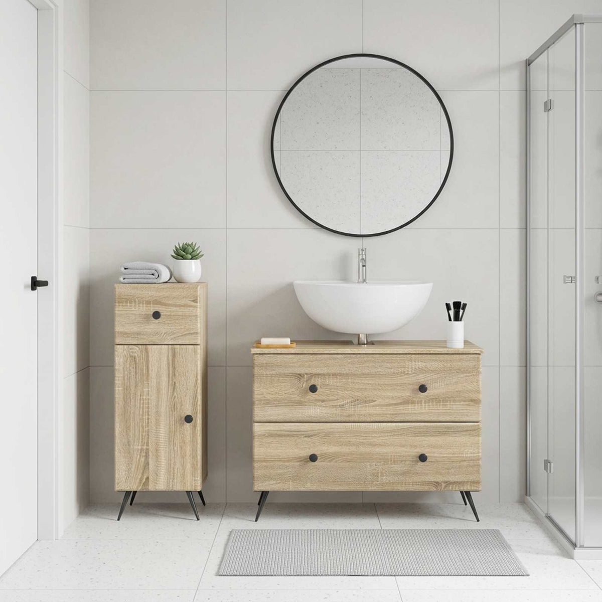 2 Piece Bathroom Cabinet Set BREDA Sonoma Oak Engineered Wood