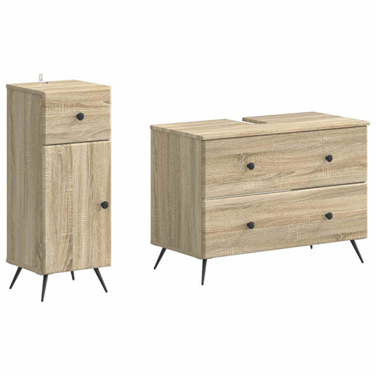 2 Piece Bathroom Cabinet Set BREDA Sonoma Oak Engineered Wood