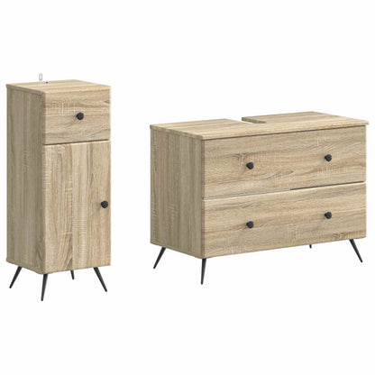 2 Piece Bathroom Cabinet Set BREDA Sonoma Oak Engineered Wood