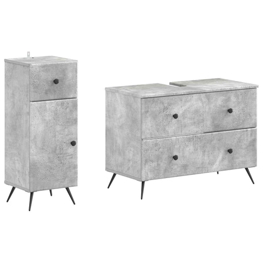 2 Piece Bathroom Cabinet Set BREDA Concrete Grey