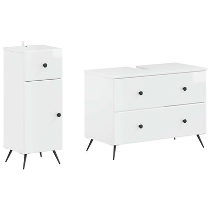 2 Piece Bathroom Cabinet Set BREDA High Gloss White