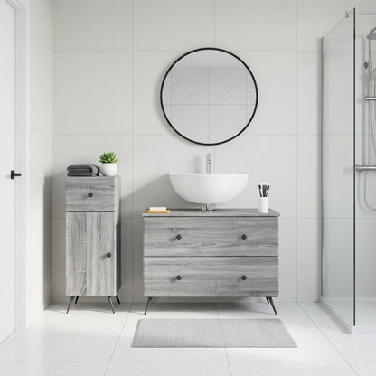 2 Piece Bathroom Cabinet Set BREDA Grey Sonoma Engineered Wood