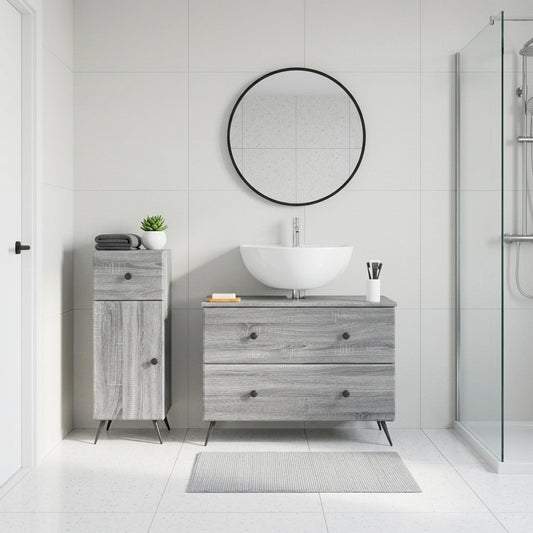 2 Piece Bathroom Cabinet Set BREDA Grey Sonoma Engineered Wood