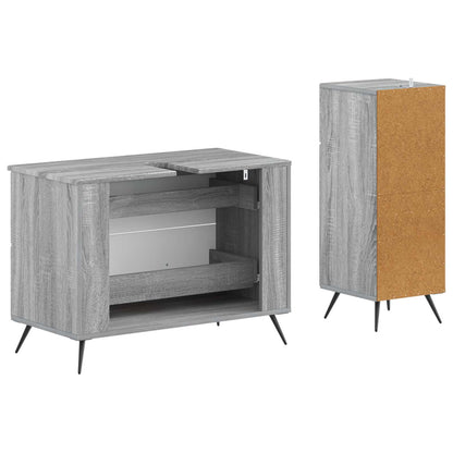 2 Piece Bathroom Cabinet Set BREDA Grey Sonoma Engineered Wood