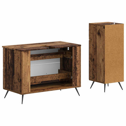 2 Piece Bathroom Cabinet Set BREDA Old Wood Engineered Wood