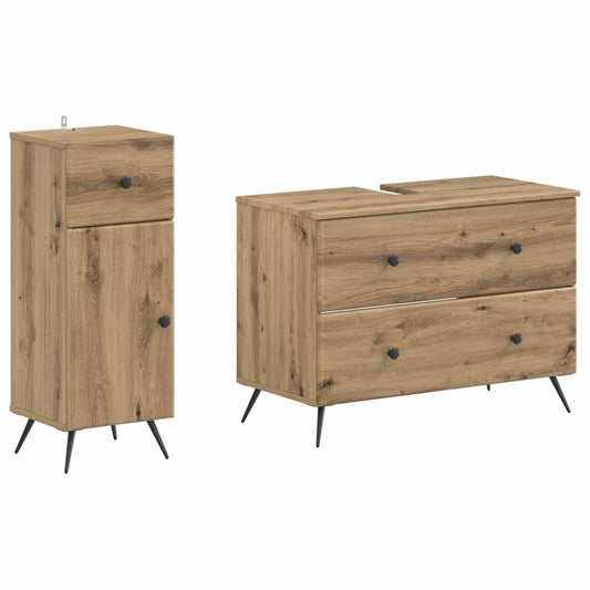 2 Piece Bathroom Cabinet Set BREDA Artisan Oak Engineered Wood
