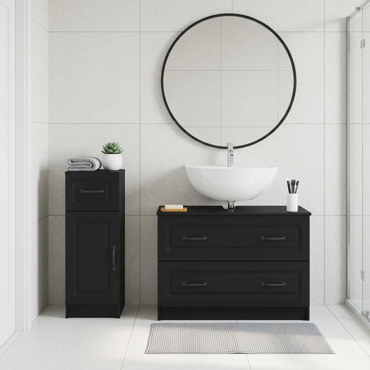 2 Piece Bathroom Cabinet Set UTRECHT Black Engineered Wood