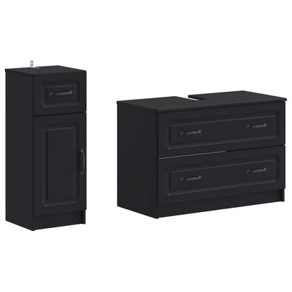 2 Piece Bathroom Cabinet Set UTRECHT Black Engineered Wood