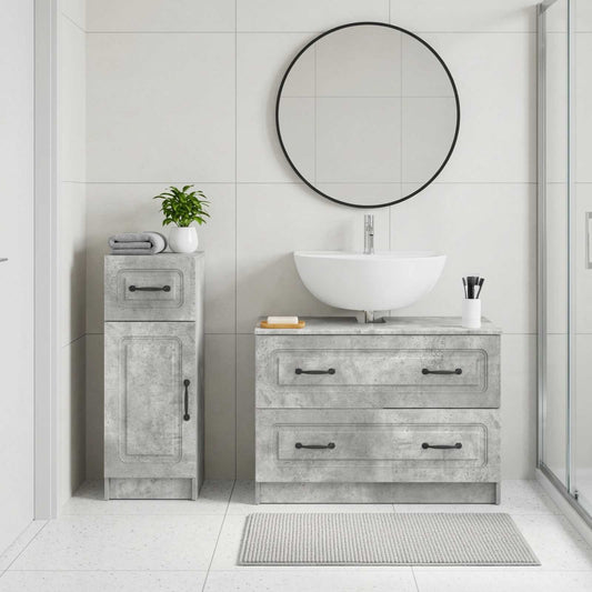 2 Piece Bathroom Cabinet Set UTRECHT Concrete Grey