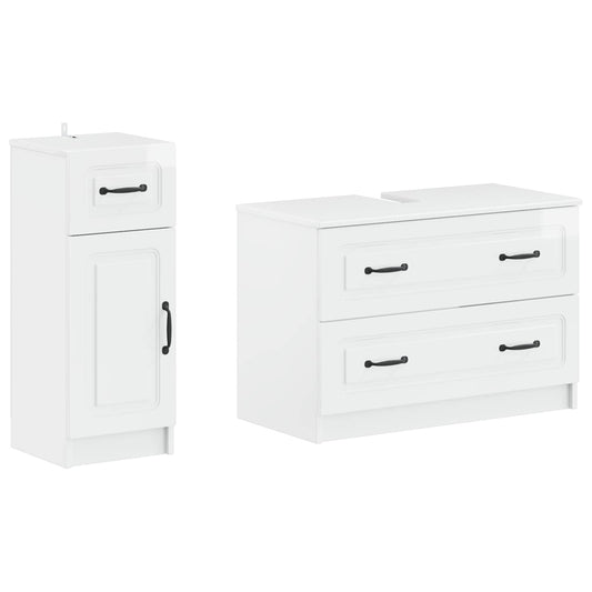 2 Piece Bathroom Cabinet Set UTRECHT High Gloss White