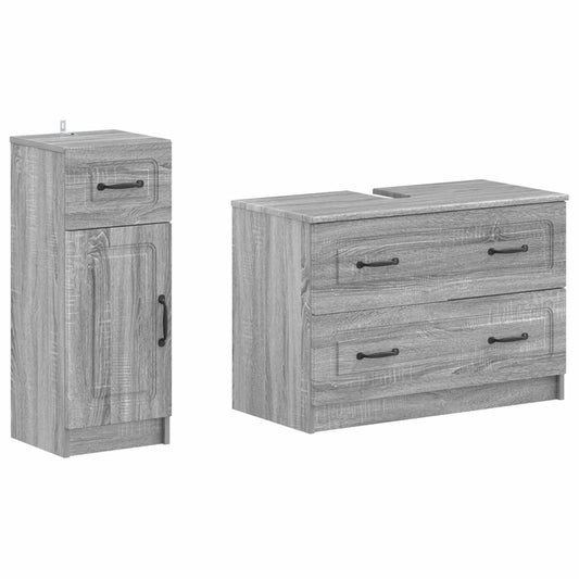 2 Piece Bathroom Cabinet Set UTRECHT Grey Sonoma