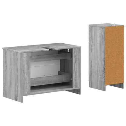 2 Piece Bathroom Cabinet Set UTRECHT Grey Sonoma