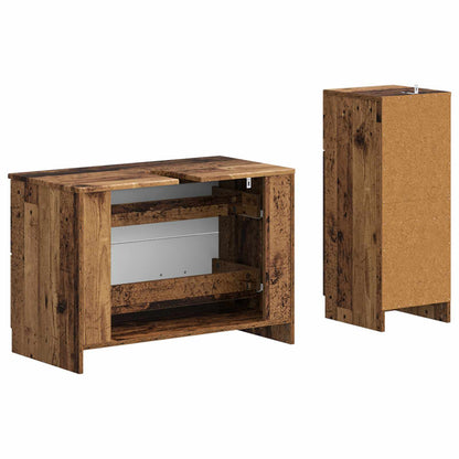 2 Piece Bathroom Cabinet Set UTRECHT Old Wood Engineered Wood