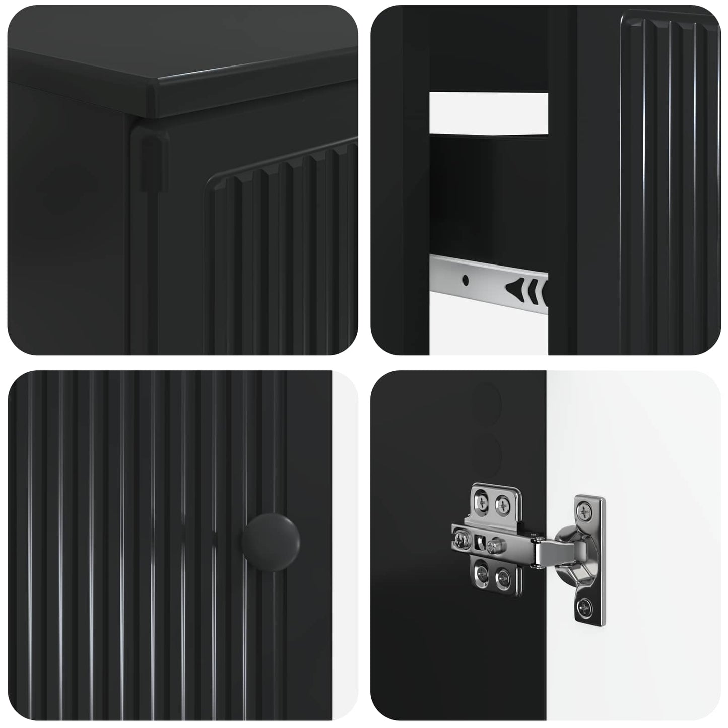 3 Piece Bathroom Cabinet Set EDE Black Engineered Wood