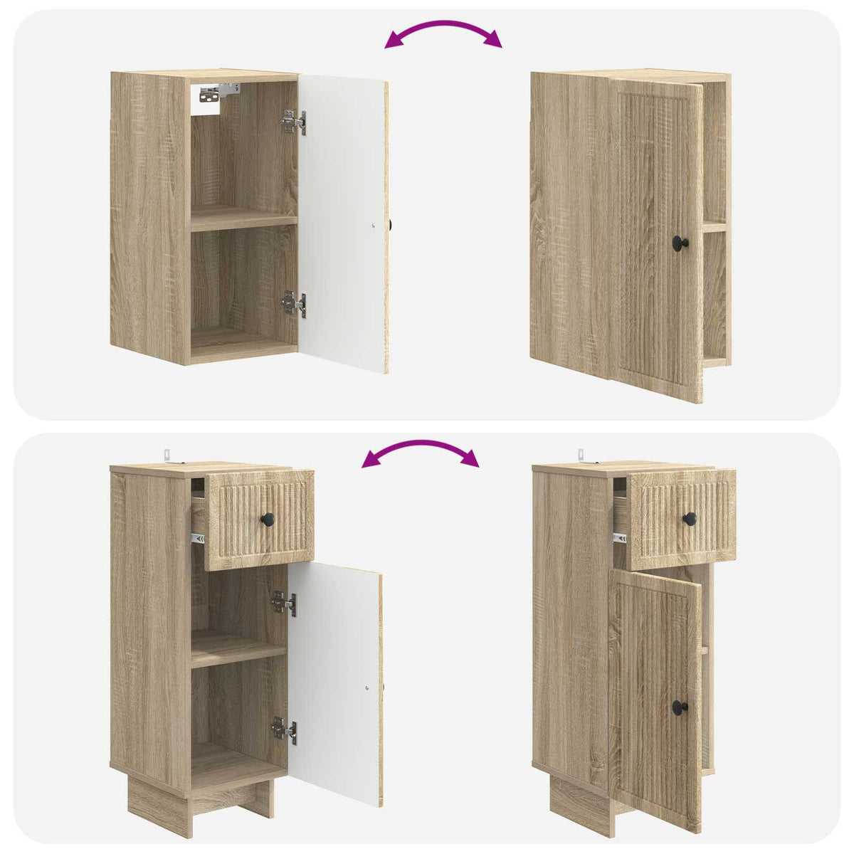 3 Piece Bathroom Cabinet Set EDE Sonoma Oak Engineered Wood