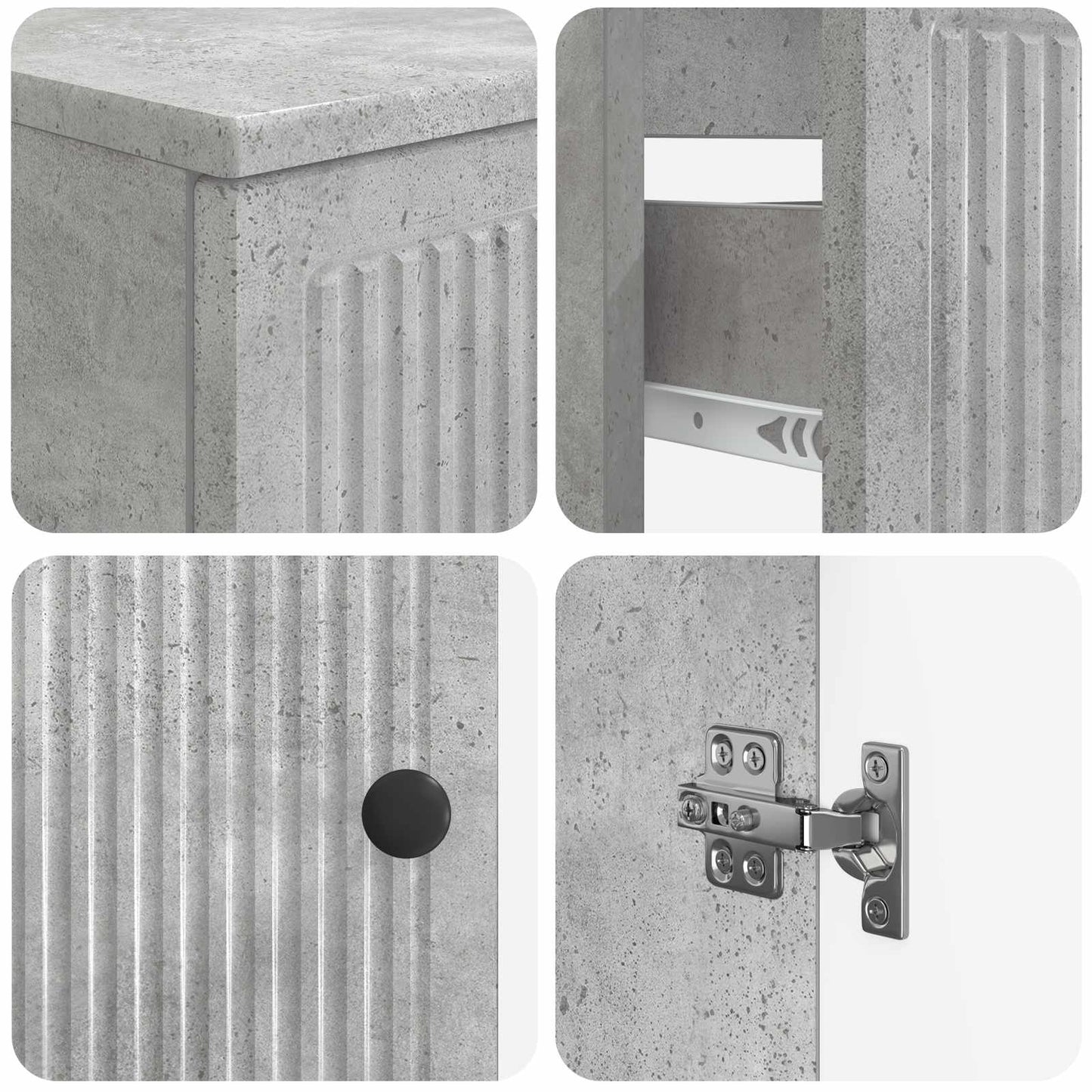 3 Piece Bathroom Cabinet Set EDE Concrete Grey Engineered Wood