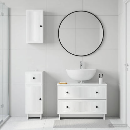 3 Piece Bathroom Cabinet Set EDE High Gloss White