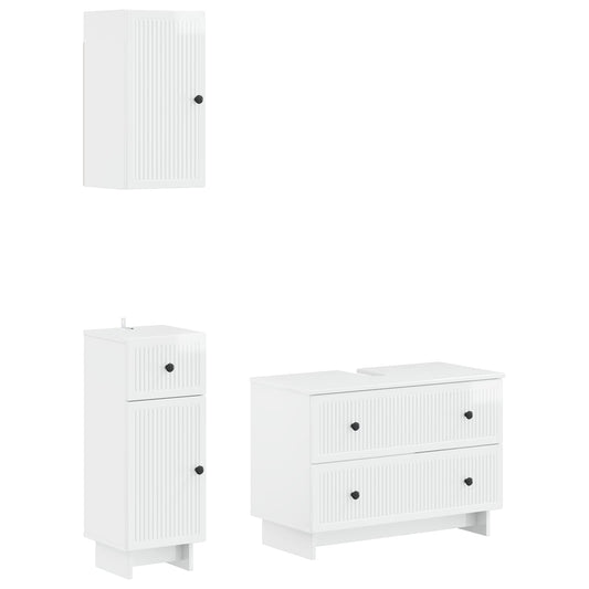 3 Piece Bathroom Cabinet Set EDE High Gloss White