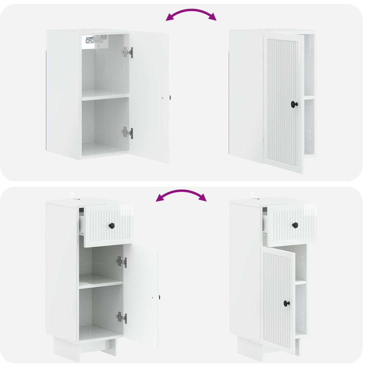 3 Piece Bathroom Cabinet Set EDE High Gloss White
