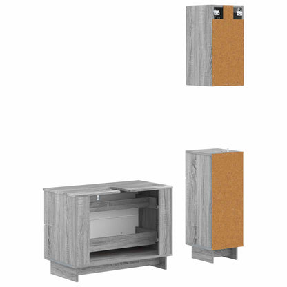 3 Piece Bathroom Cabinet Set EDE Grey Sonoma Engineered Wood